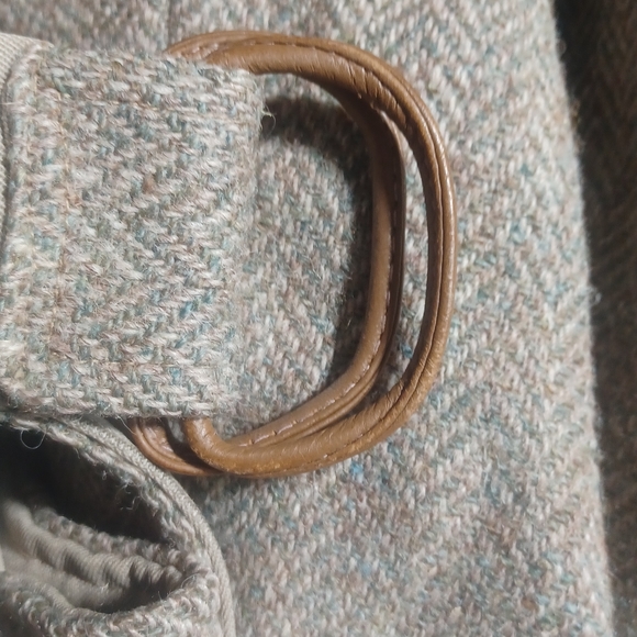 Womens vintage Cesarani houndstooth fabric Trench Coat size large - Picture 6 of 8